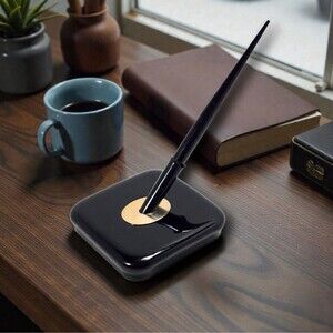 Vintage Sheaffer’s Desk Fountain Pen Set F1 Fine Nib Black Bronze Base MCM